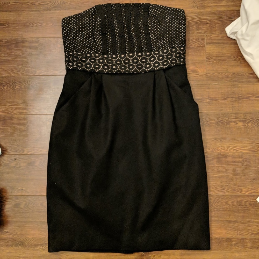 Ann Taylor LOFT Black Lace Eyelet Strapless Dress